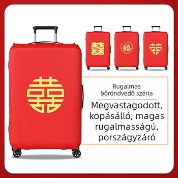 Esküvői bőröndvédő huzat Velcro-zárással, poliészter, univerzális görgők, szöveges mintázat, minimalistán csendes luxus