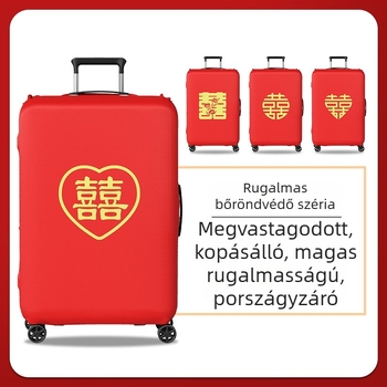 Esküvői bőröndvédő huzat Velcro-zárással, poliészter, univerzális görgők, szöveges mintázat, minimalistán csendes luxus