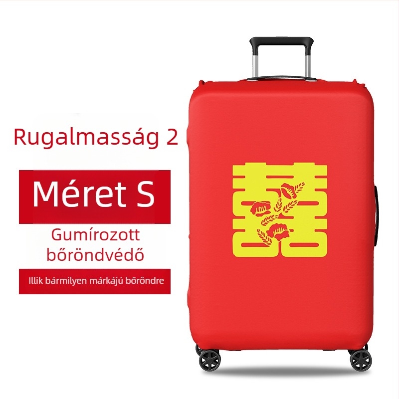 Esküvői bőröndvédő huzat Velcro-zárással, poliészter, univerzális görgők, szöveges mintázat, minimalistán csendes luxus