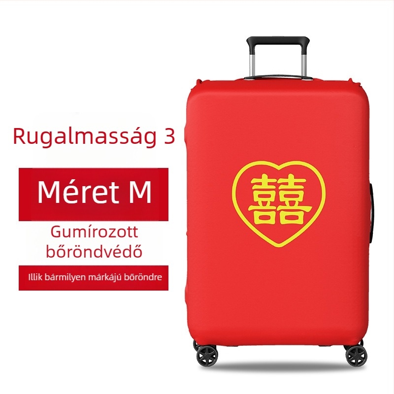 Esküvői bőröndvédő huzat Velcro-zárással, poliészter, univerzális görgők, szöveges mintázat, minimalistán csendes luxus