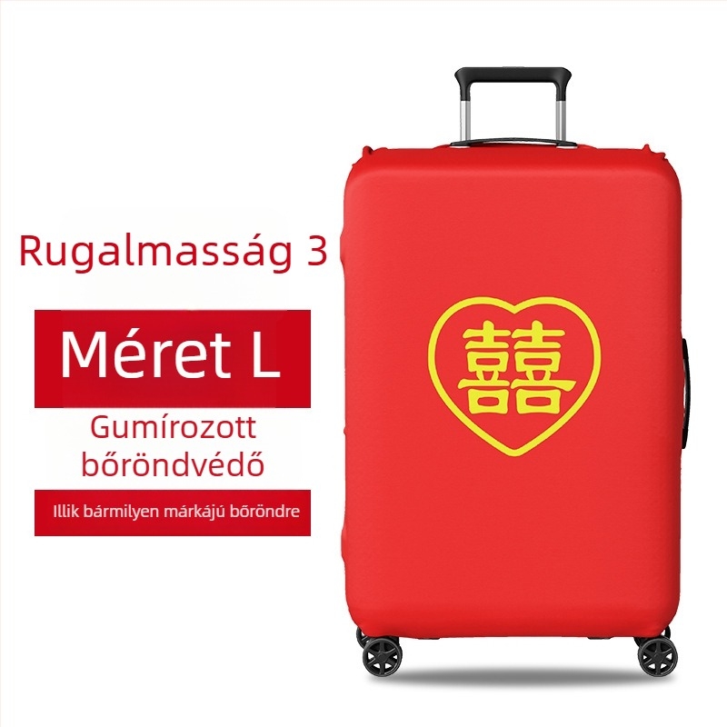Esküvői bőröndvédő huzat Velcro-zárással, poliészter, univerzális görgők, szöveges mintázat, minimalistán csendes luxus