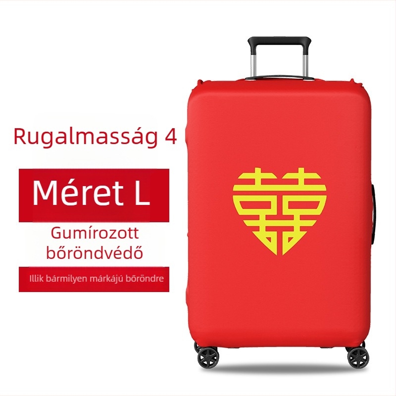 Esküvői bőröndvédő huzat Velcro-zárással, poliészter, univerzális görgők, szöveges mintázat, minimalistán csendes luxus