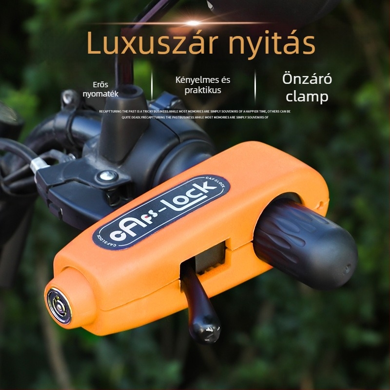 Kormányzár riasztóval – Classic modell; anyag: alumíniumötvözet / réz; kompatibil elektromos járművekkel, motorkerékpárokkal és háromkerekűekkel; súly 0.2 kg