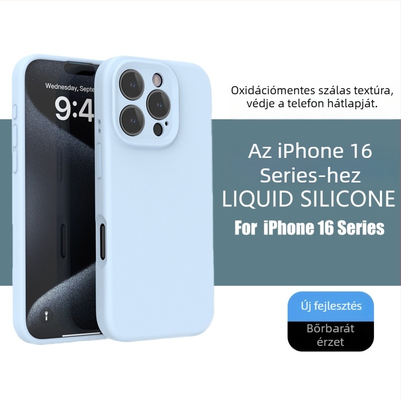Egyszínű folyékony szilikon tok iPhone 16 sorozathoz – teljes lencsevédelmet, ütésállóságot és ujjlenyomat-mentes felületet