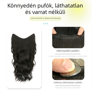 Göndör, egy darabból álló paróka láthatatlan volumennel, modell FP-76/78/79, Jiancai, magas hőmérsékletű szálak