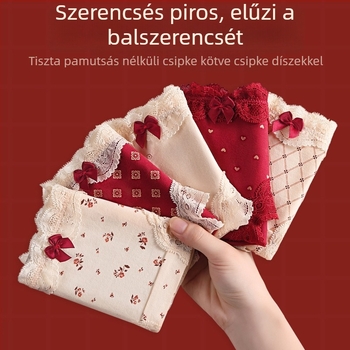 Pamut csipkés háromszög alakú női bugyik tiniknek – antibakteriális, 95–100% pamut, középmagas derekú, virágos mintázat, ló év zodiákusa