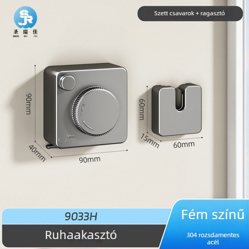 Fúrás nélküli, behajtható ruhaszárító falra szerelhető, láthatatlan belső használatra – ABS + alumíniumötvözet + acéldrót