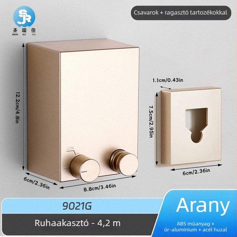 Fúrás nélküli, behajtható ruhaszárító falra szerelhető, láthatatlan belső használatra – ABS + alumíniumötvözet + acéldrót