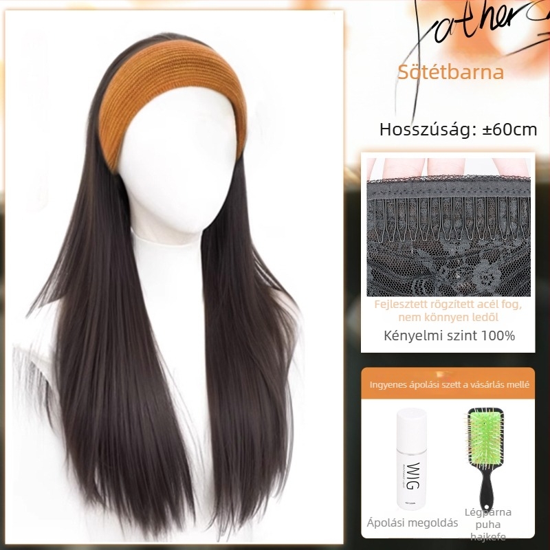 Fejkendős paróka, hőálló szálakból, természetes megjelenés, mechanikus feldolgozás, frizura módosítás