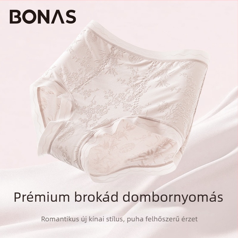 Női csipkés magas derekú alsónemű, lélegző és antibakteriális; anyag 80–90% nylon; része 90–95% viszkóz; mintázat: törött virágok