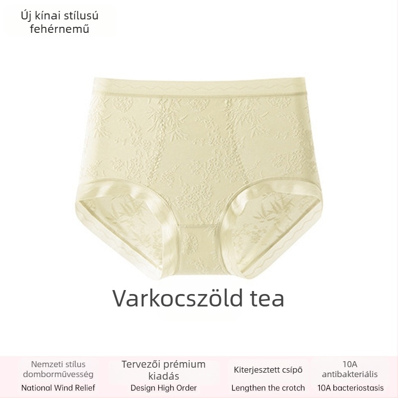 Női csipkés magas derekú alsónemű, lélegző és antibakteriális; anyag 80–90% nylon; része 90–95% viszkóz; mintázat: törött virágok