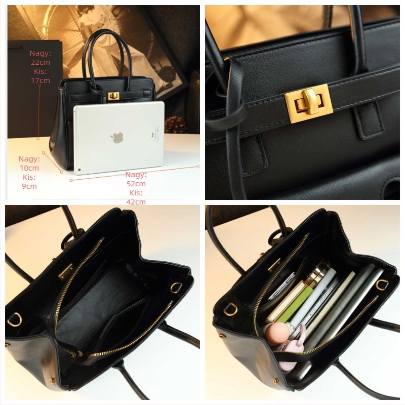 Tote táska, mindennapi stílus, marhabőr, váll- és crossbody pánt, cipzáras nyitás, zseb a telefon számára