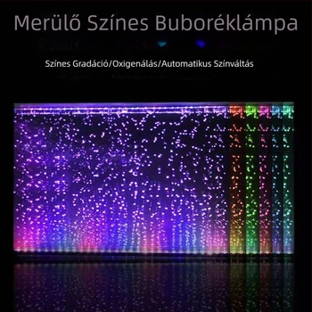 Buborékos akváriumi lámpa, vízálló oxigénellátó lámpa, buborékcsík, színes világítás az akváriumhoz