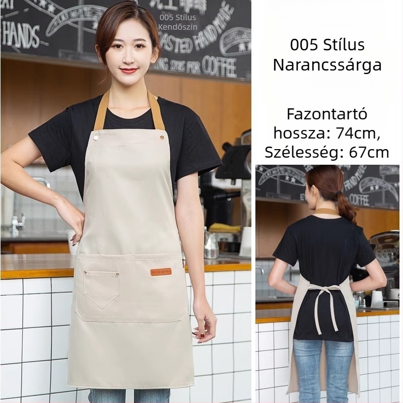 Ujjatlan kötény cateringhez, foltálló, 100% pamut, koreai stílus, felnőtteknek