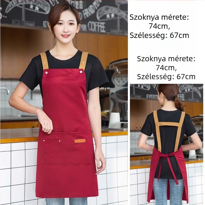 Ujjatlan kötény cateringhez, foltálló, 100% pamut, koreai stílus, felnőtteknek