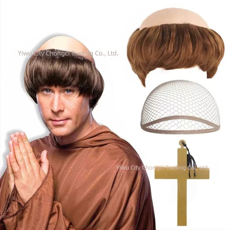 Monk paróka cosplay-hoz, rövid haj, selyemszálak, festhető és permálható