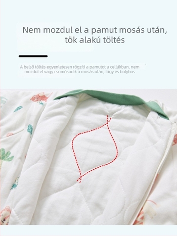 Babáknak és kisgyerekeknek készült hálózsák ujjak nélkül, vastag töltet poliészter és szója rost, belső és külső pamut, antibakteriális, fém cipzár, őszi-téli használatra