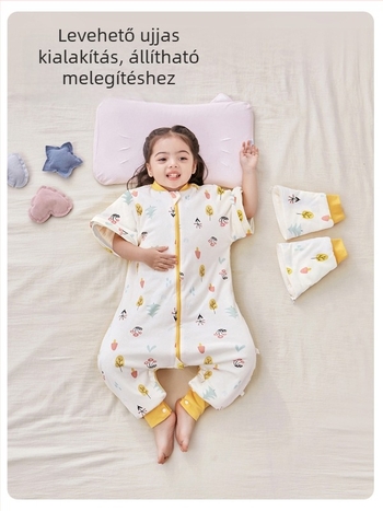 Babáknak és kisgyerekeknek készült hálózsák ujjak nélkül, vastag töltet poliészter és szója rost, belső és külső pamut, antibakteriális, fém cipzár, őszi-téli használatra