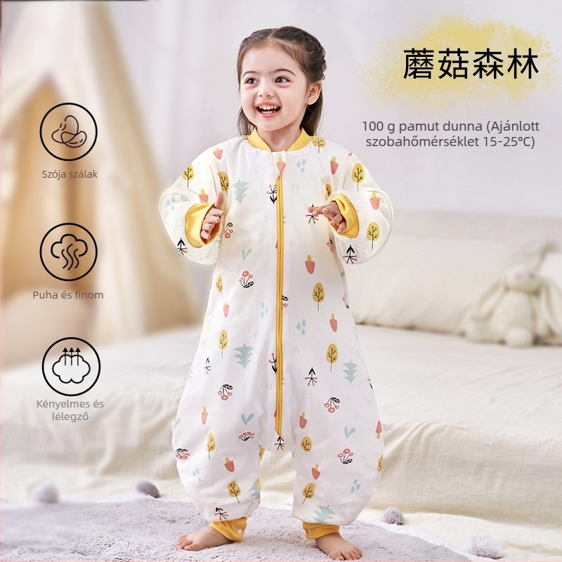 Babáknak és kisgyerekeknek készült hálózsák ujjak nélkül, vastag töltet poliészter és szója rost, belső és külső pamut, antibakteriális, fém cipzár, őszi-téli használatra