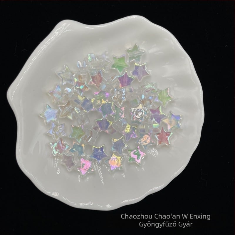 DIY karkötő és telefonháló ötágú csillaggal, akril gyöngyökkel, elektroplakolt felület, nagy méret, online sztár stílus