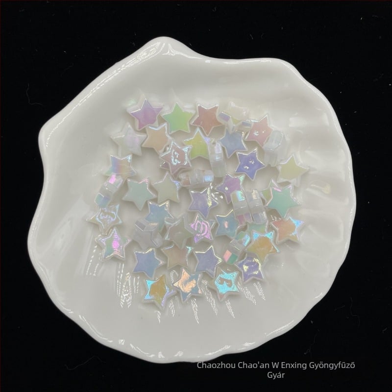 DIY karkötő és telefonháló ötágú csillaggal, akril gyöngyökkel, elektroplakolt felület, nagy méret, online sztár stílus