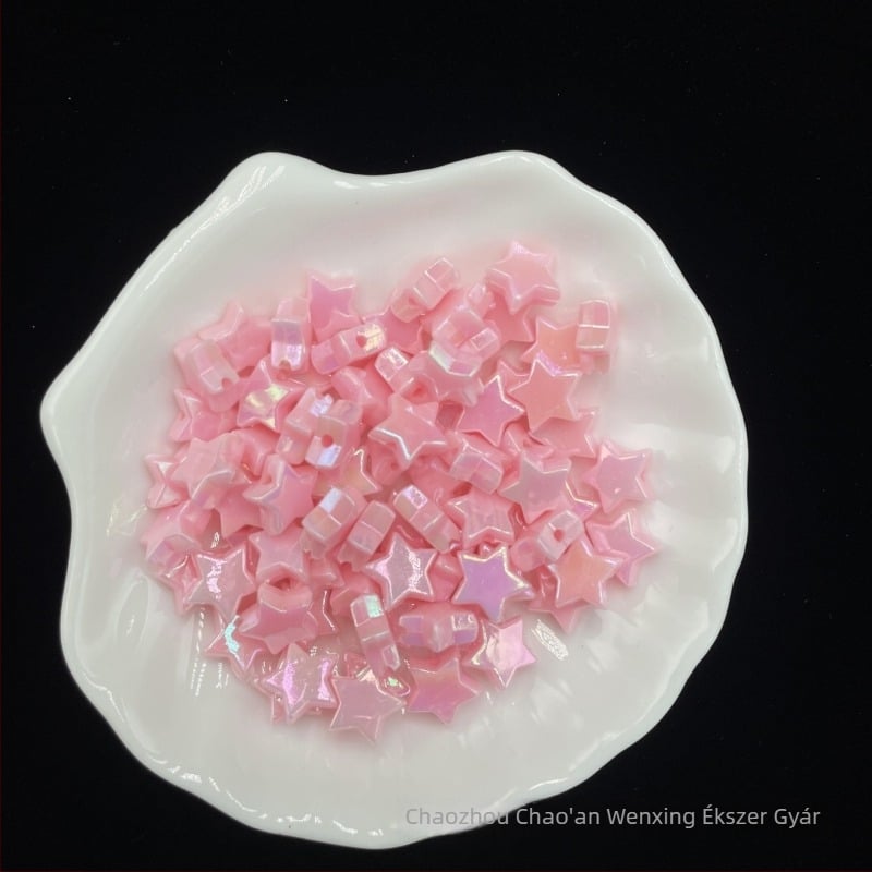 DIY karkötő és telefonháló ötágú csillaggal, akril gyöngyökkel, elektroplakolt felület, nagy méret, online sztár stílus