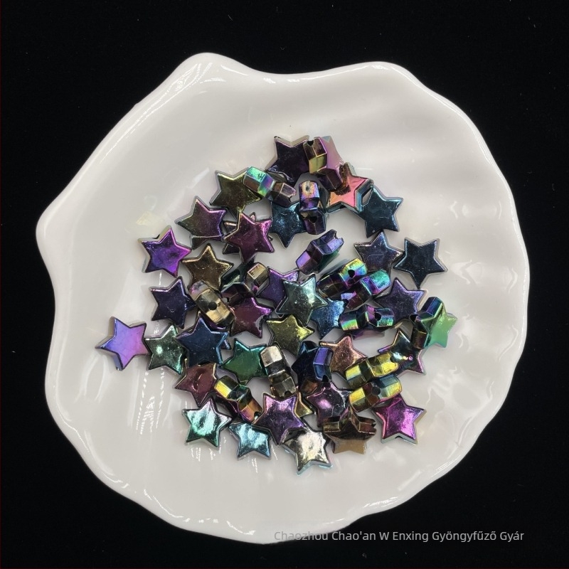 DIY karkötő és telefonháló ötágú csillaggal, akril gyöngyökkel, elektroplakolt felület, nagy méret, online sztár stílus