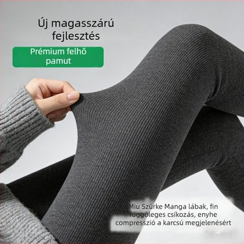Női fleece belsővel ellátott vastag csíkos leggings, magas rugalmasság, háromnegyedes hossz, egyrészes harisnyanadrág