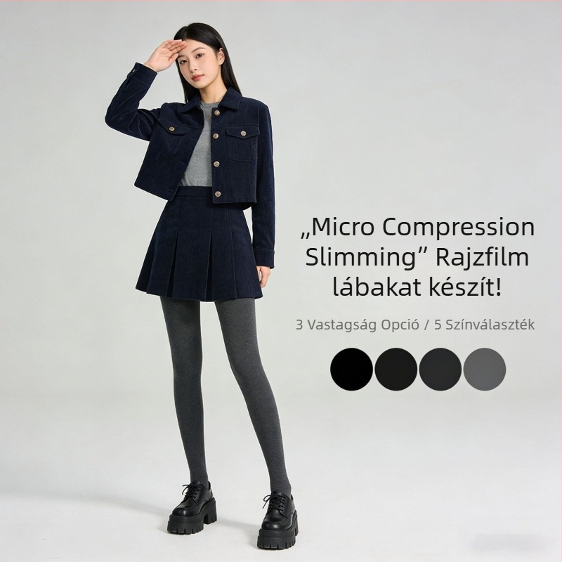 Női fleece belsővel ellátott vastag csíkos leggings, magas rugalmasság, háromnegyedes hossz, egyrészes harisnyanadrág