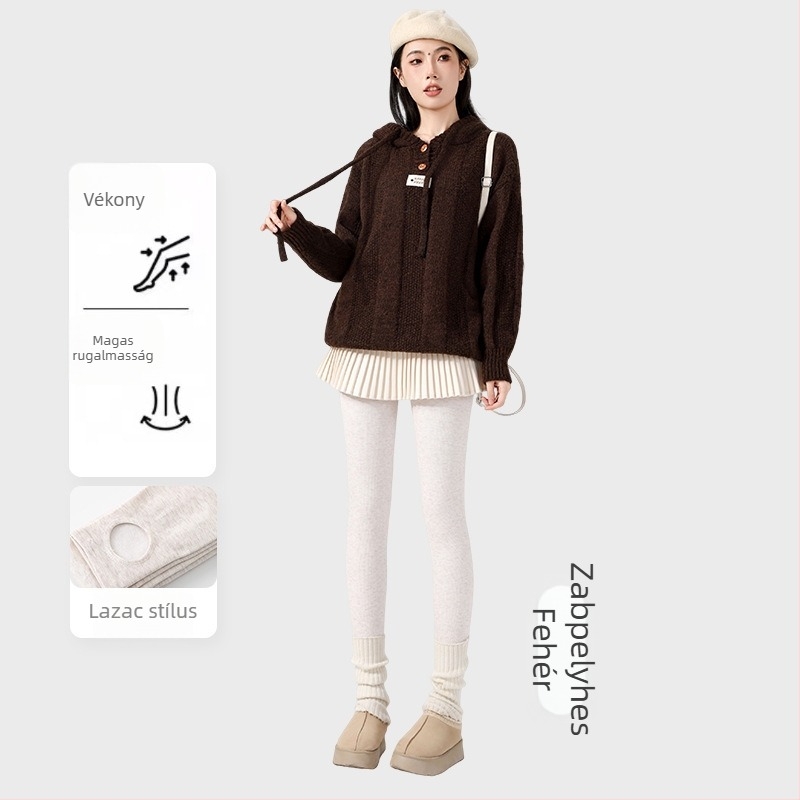 Női fleece belsővel ellátott vastag csíkos leggings, magas rugalmasság, háromnegyedes hossz, egyrészes harisnyanadrág