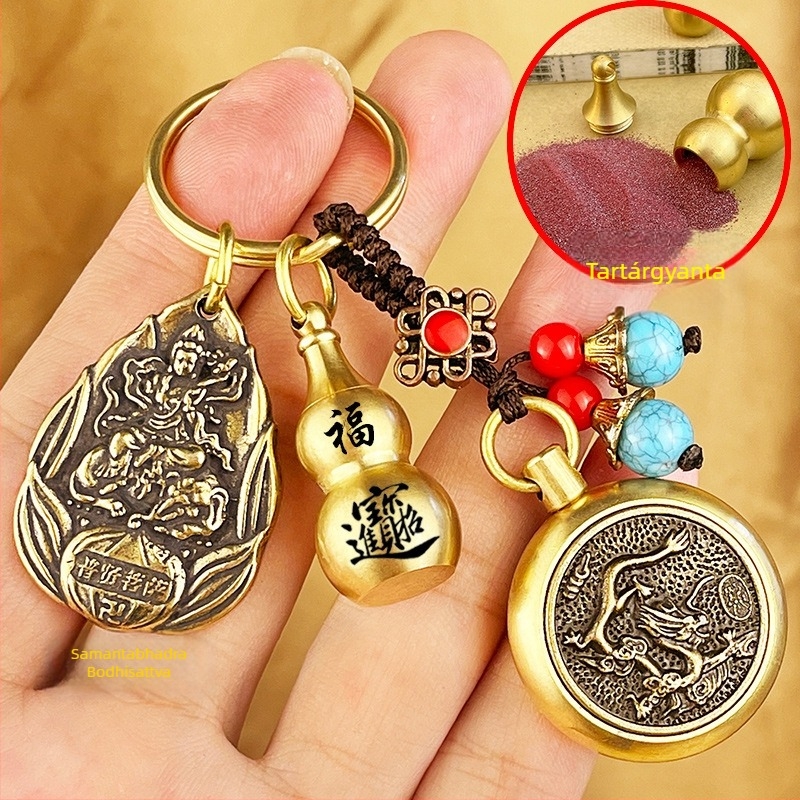 Fém kulcstartó medál Zodiákus motívumokkal és nyolc védő Buddhával
