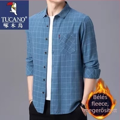 Lenvászon ing, 96% len, kockás mintázat, hosszú ujjú, laza szabás