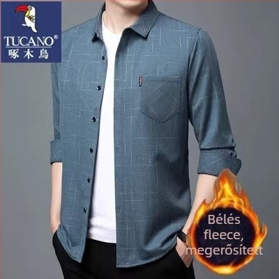 Lenvászon ing, 96% len, kockás mintázat, hosszú ujjú, laza szabás