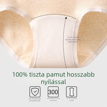 Női pamut alsónemű antibakteriális hosszított ágyékrésszel, magas derekú, egyszínű