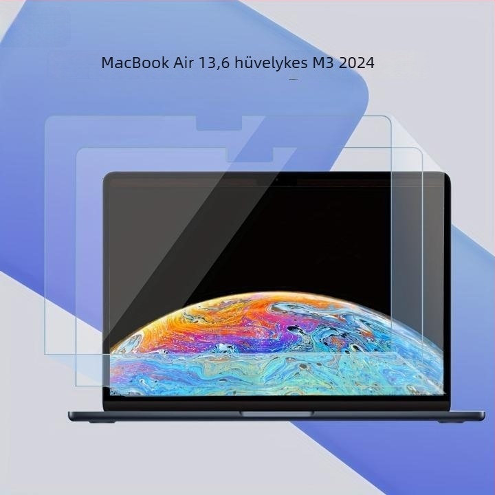 Edzett képernyővédő fólia MacBook Pro/Airhez — gépi megmunkálás, OEM feldolgozás, tömege kb. 50 g