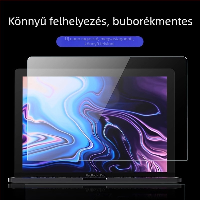Edzett képernyővédő fólia MacBook Pro/Airhez — gépi megmunkálás, OEM feldolgozás, tömege kb. 50 g