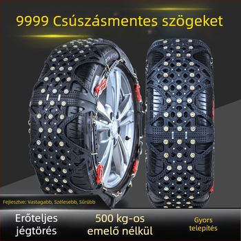 Autógumi hólánc gumibázisú és acél szegű, szélesített és megerősített kivitel, alkalmas szedánokra, furgonokra és terepjárókra