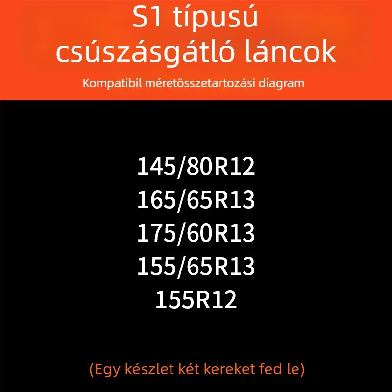 Autógumi hólánc gumibázisú és acél szegű, szélesített és megerősített kivitel, alkalmas szedánokra, furgonokra és terepjárókra