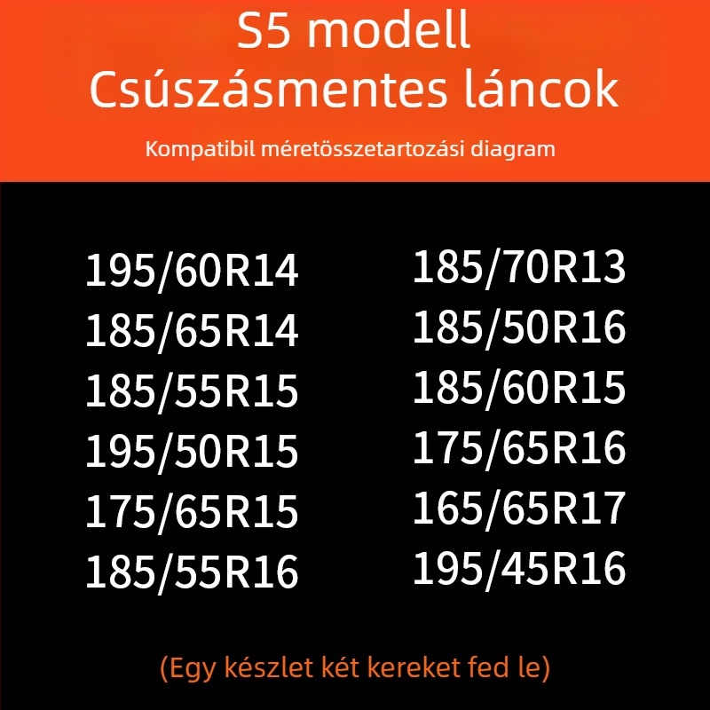 Autógumi hólánc gumibázisú és acél szegű, szélesített és megerősített kivitel, alkalmas szedánokra, furgonokra és terepjárókra