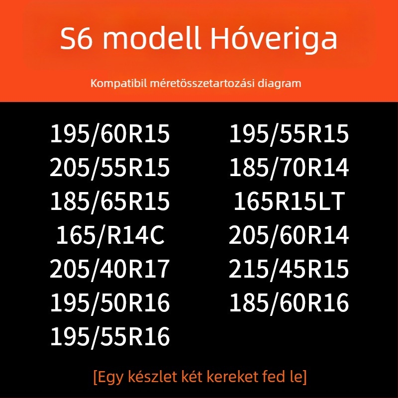 Autógumi hólánc gumibázisú és acél szegű, szélesített és megerősített kivitel, alkalmas szedánokra, furgonokra és terepjárókra