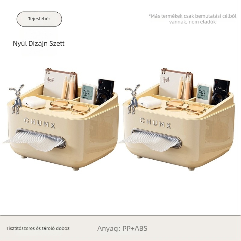 Asztali szalvétadoboz távirányító tárolóval, zökkenőmentes kihúzás, műanyag kivitel, modell CD2390, többfunkciós