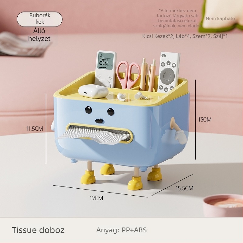 Asztali szalvétadoboz távirányító tárolóval, zökkenőmentes kihúzás, műanyag kivitel, modell CD2390, többfunkciós