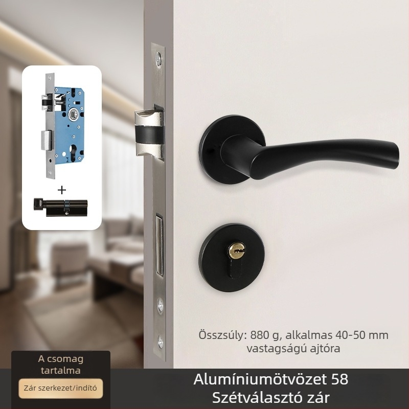 Beltéri faajtó zár – 58-os osztott zár, alumínium, Tiannuo, modern minimalista stílus