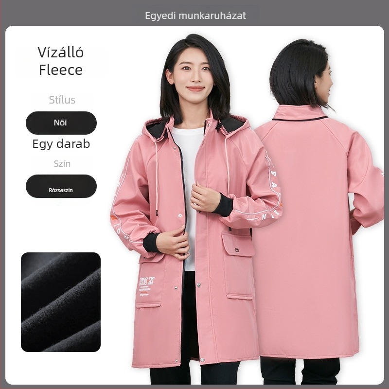 Vízálló téli overál fleece-beléssel és nyomtatott logóval, hosszú ujjú, autójavításra és raktári munkára