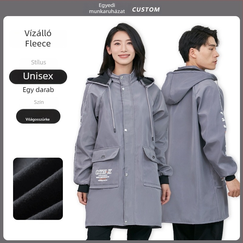 Vízálló téli overál fleece-beléssel és nyomtatott logóval, hosszú ujjú, autójavításra és raktári munkára