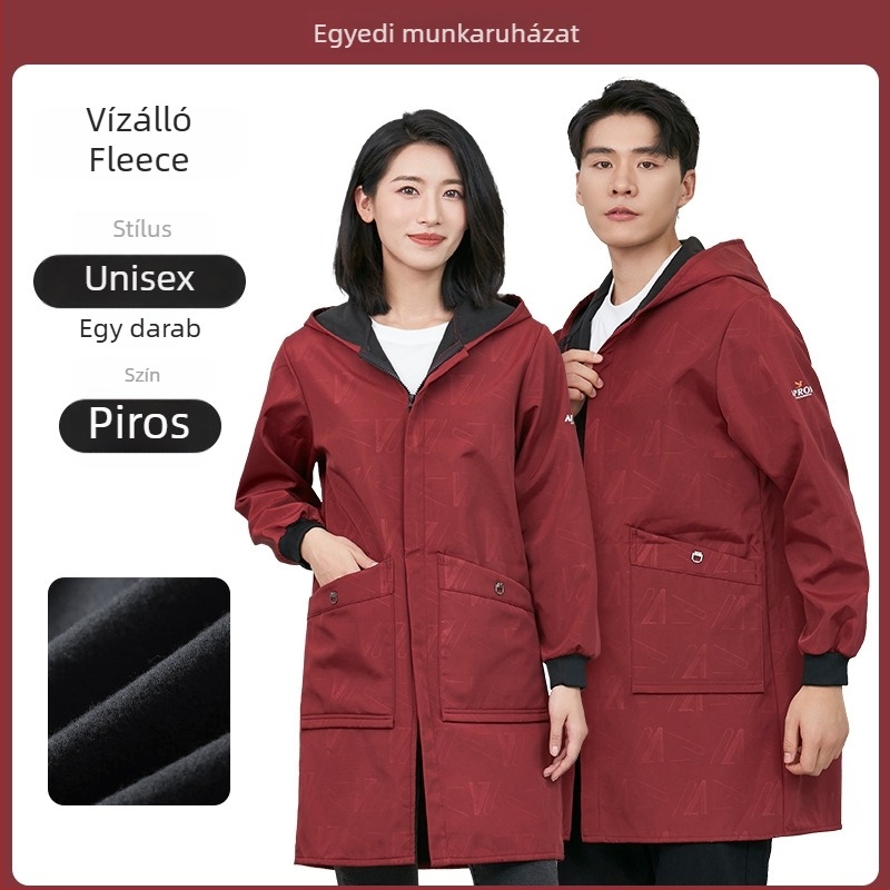 Vízálló téli overál fleece-beléssel és nyomtatott logóval, hosszú ujjú, autójavításra és raktári munkára