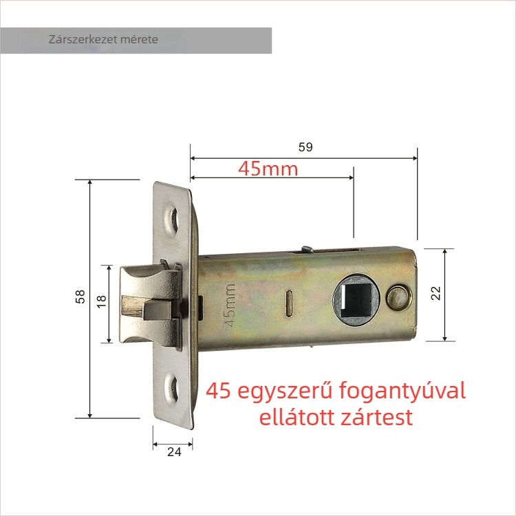 Zártest szobaajtóhoz | Beltéri faajtóhoz | Anyag: rozsdamentes acél és vas | Modern minimalista stílus | Súly 0,5 kg