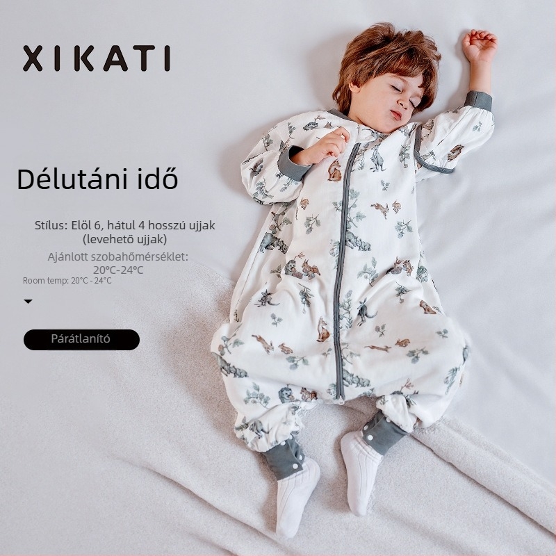 Gyerekeknek készült alvózsák minden évszakra, elválasztott lábakkal, bambusz pamut anyagból, antibakteriális, nedvességelvezető