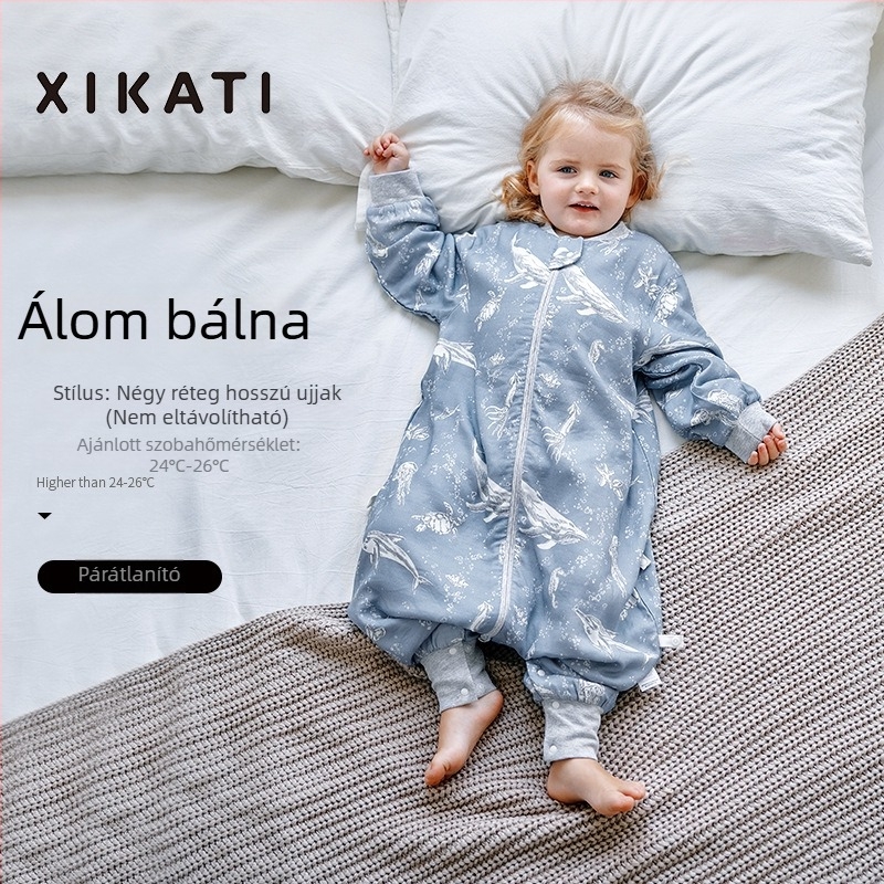 Gyerekeknek készült alvózsák minden évszakra, elválasztott lábakkal, bambusz pamut anyagból, antibakteriális, nedvességelvezető