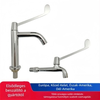 Orvosi mosdó könyökös működtetéssel, falra szerelt, sárgaréz test, 0–50°C, 9 MPa, réz szeleptest